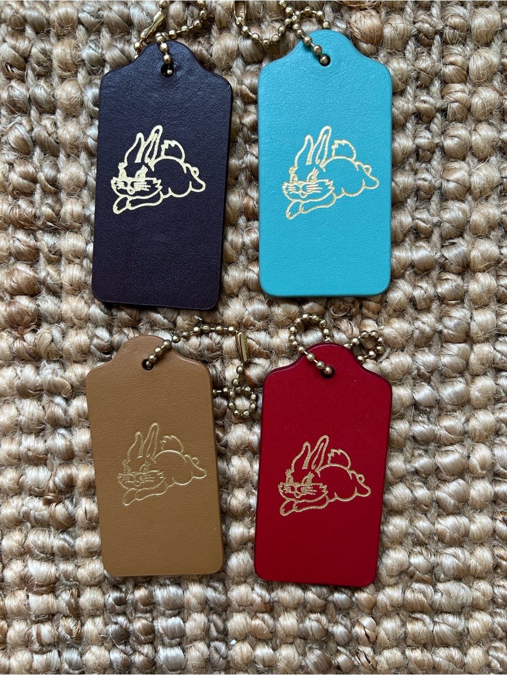 Coach Lunar New Year Year of the Rabbit Leather Hangtag Set of 4 Large RARE